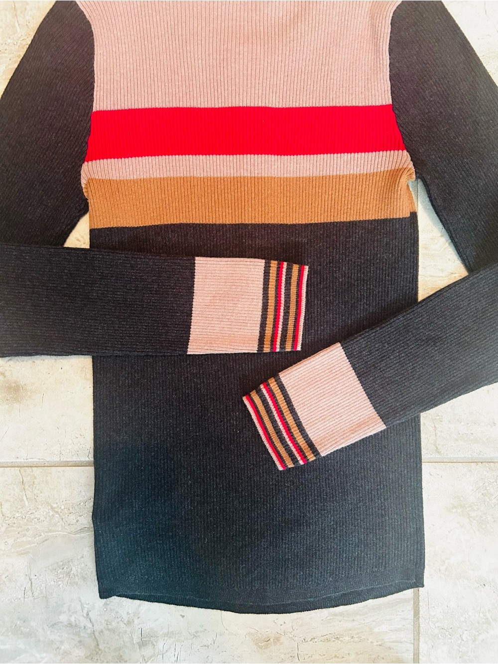 NWT Faherty Mikki Henley Cotton Cashmere Long Sleeve Ribbed Shirt Striped -M - Picture 6 of 8